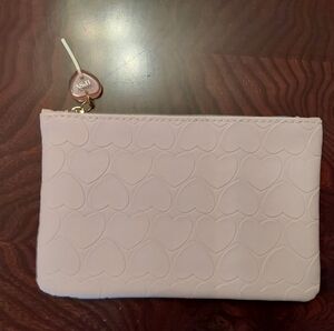 Ipsy Heart-Embossed Cosmetic Bag in Light Pink